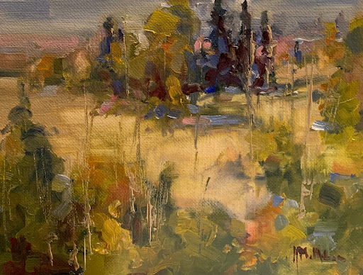 Painted landscape trees