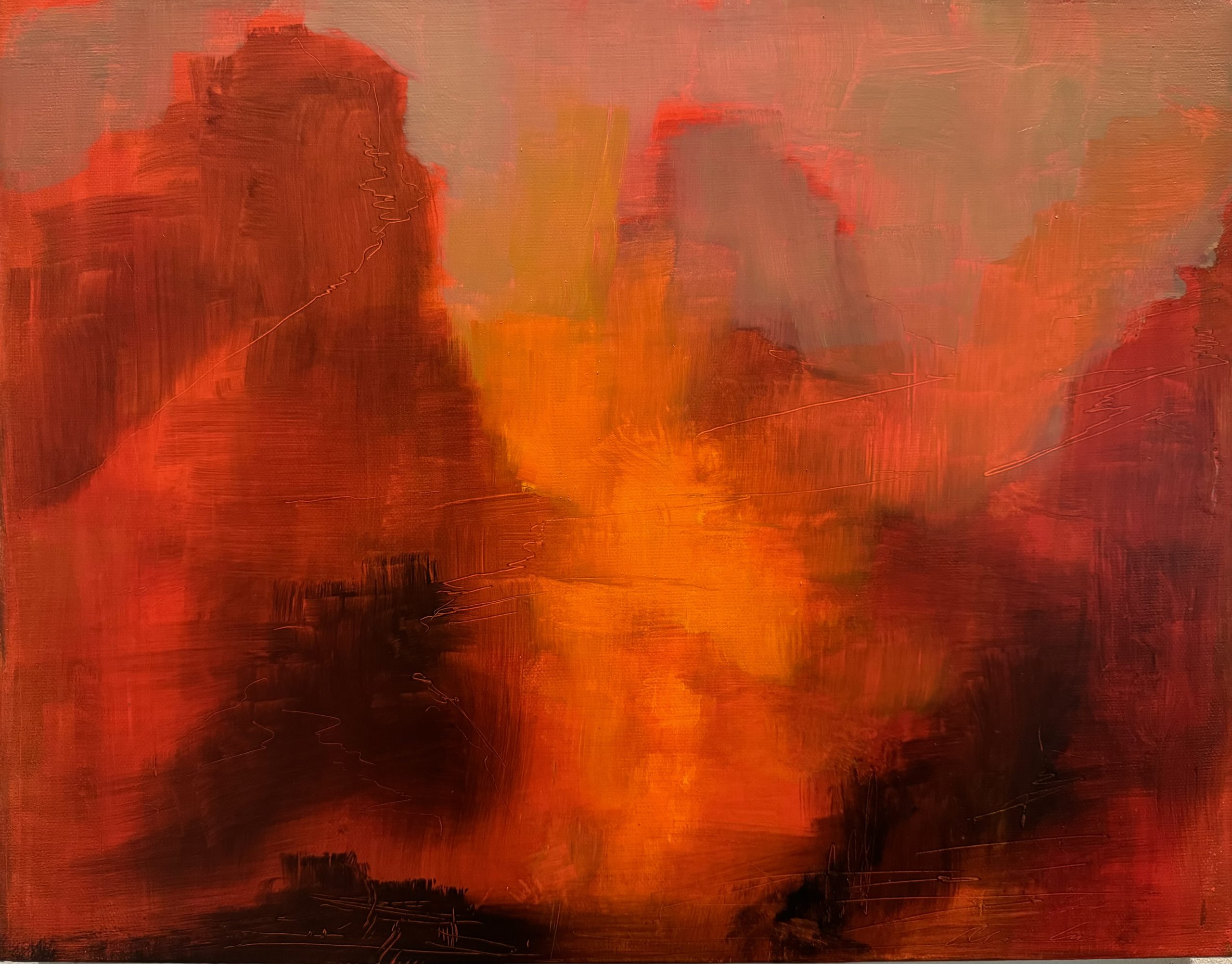 Alan Crockett-Red Flame- 16 x 20 inches Oil on Canvas 2024